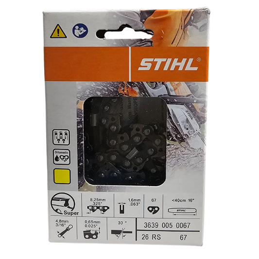 Stihl 16-inch Chainsaw Chain with .325 Pitch and 67 Links for Reliable Cutting