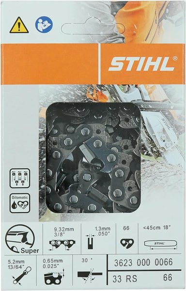 Stihl 18-inch Chainsaw Chain with 3/8 Pitch and 66 Links, Ideal for Efficient Cutting