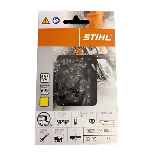 Stihl 20-inch Chainsaw Chain with 3/8 Pitch and 72 Links for Reliable and Smooth Cutting