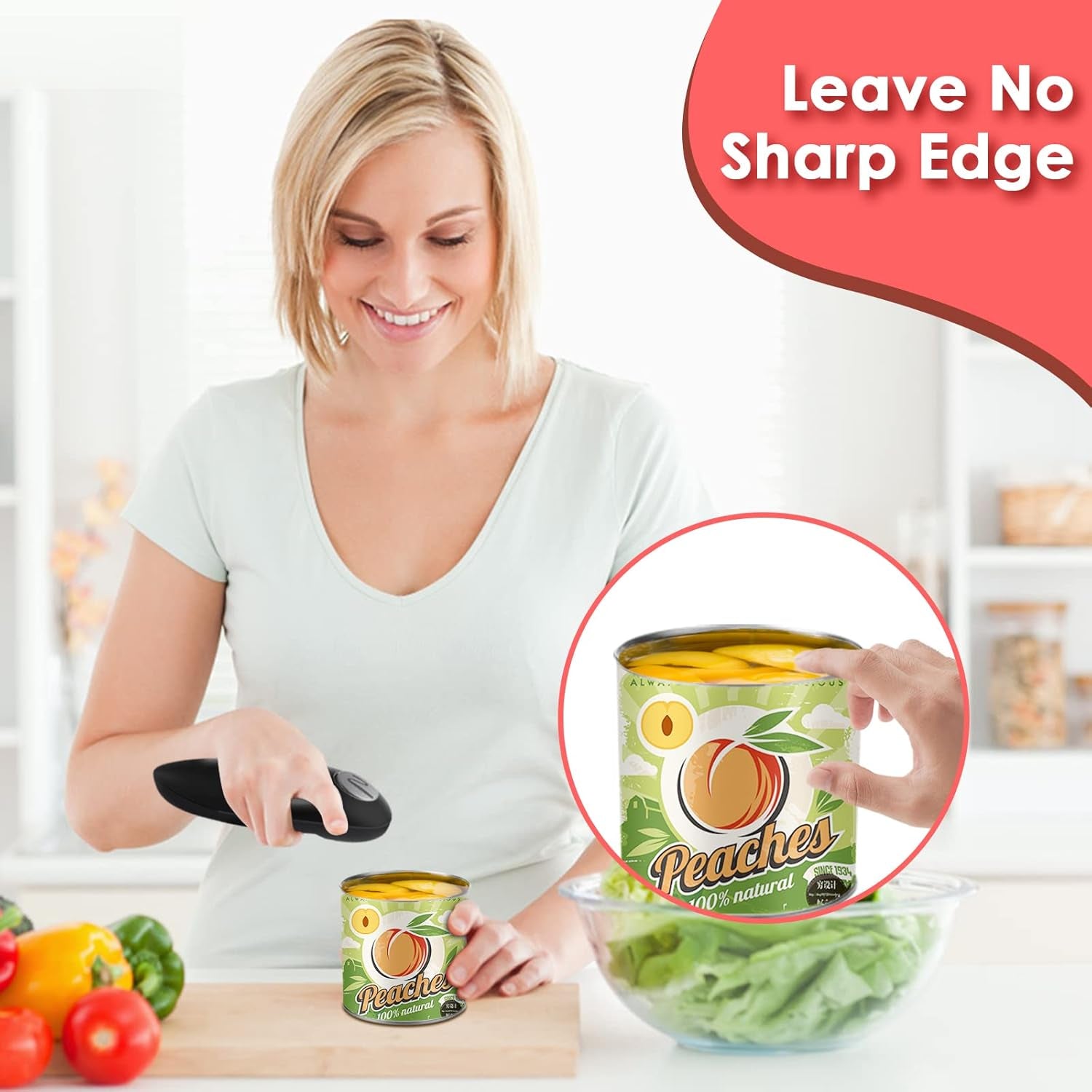 Battery-Operated Electric Can Opener – Smooth Edge Design for Easy Operation