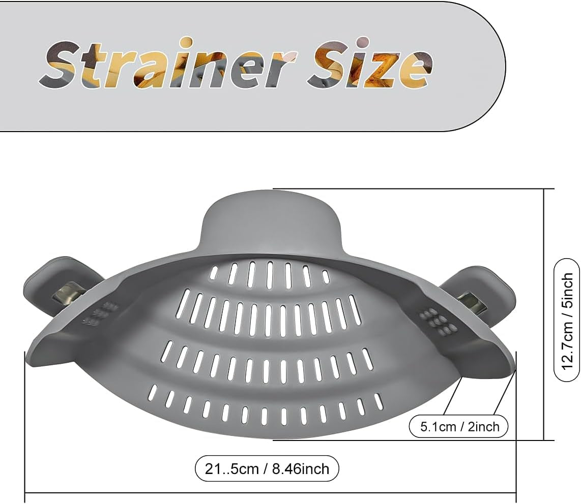 Silicone Clip-On Strainer for Pots and Pans – Heat-Resistant Food Strainer for Cooking Meat, Vegetables, and Pasta