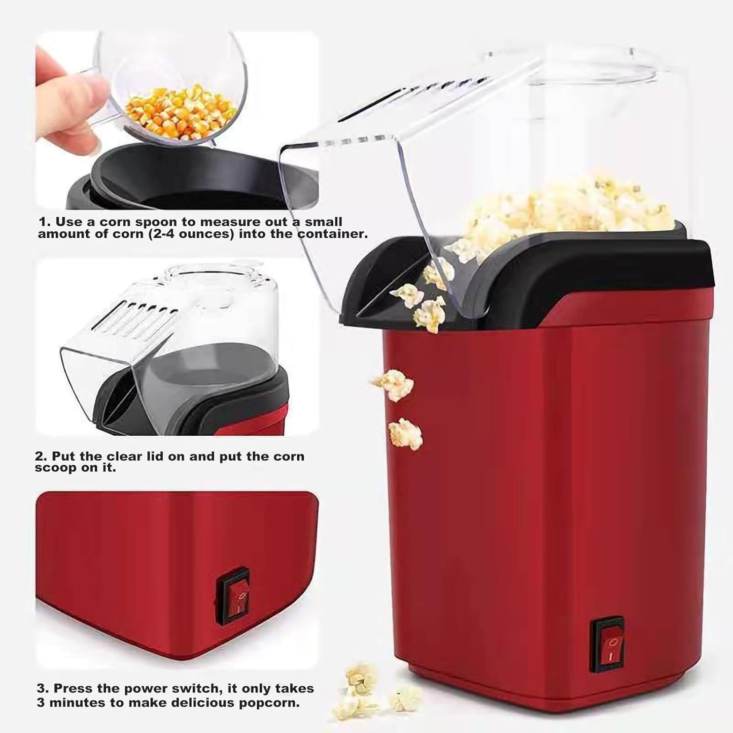 Mini Air Popcorn Popper – Fast, Oil-Free Maker for Healthy Popcorn in Just 3 Minutes