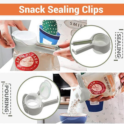 4-Pack Food Bag Clips with Pour Spouts – Versatile Sealing Clips for Snack and Pet Food Storage