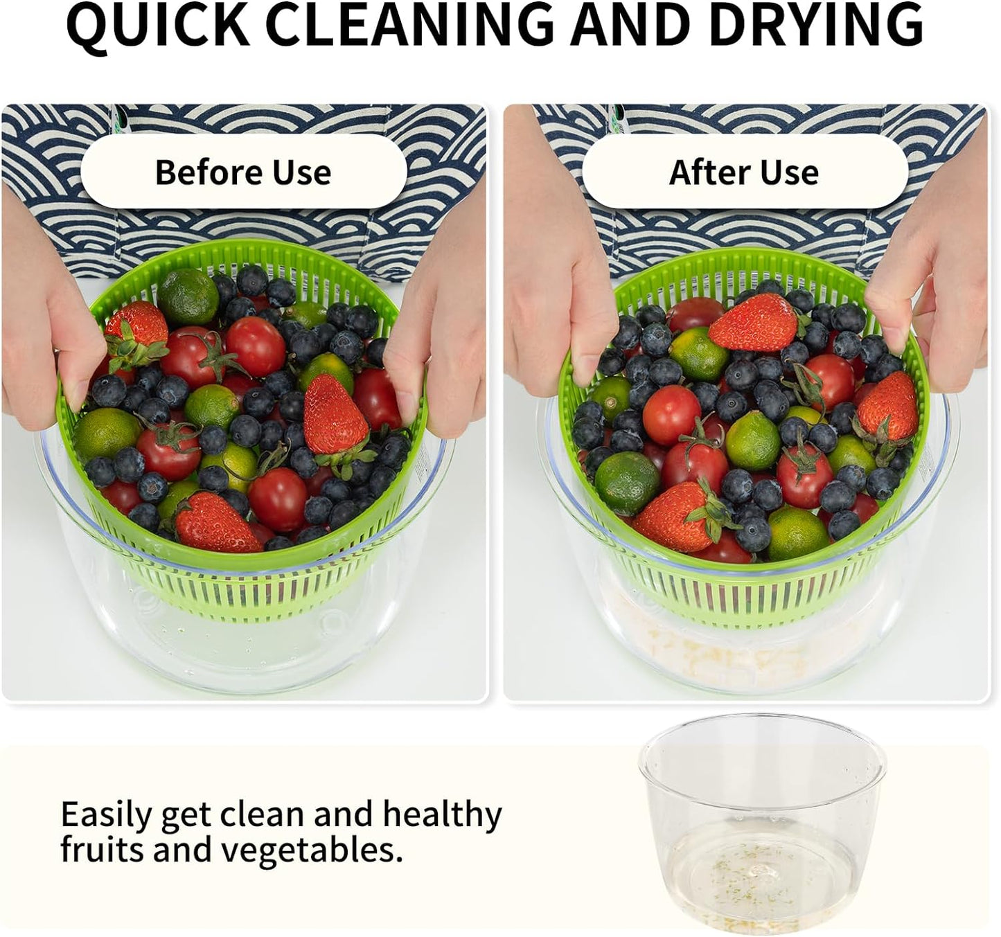 Salad Spinner and Vegetable Washer – Efficiently Wash and Dry Greens with Bowl and Mesh Basket