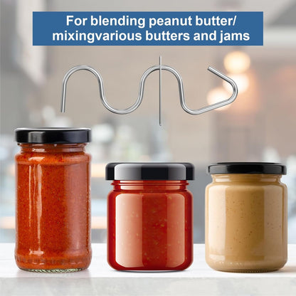 Stainless Steel Peanut Butter Stirrer with Silicone Spatula – Efficient Mixing Tool for Butter and Jam