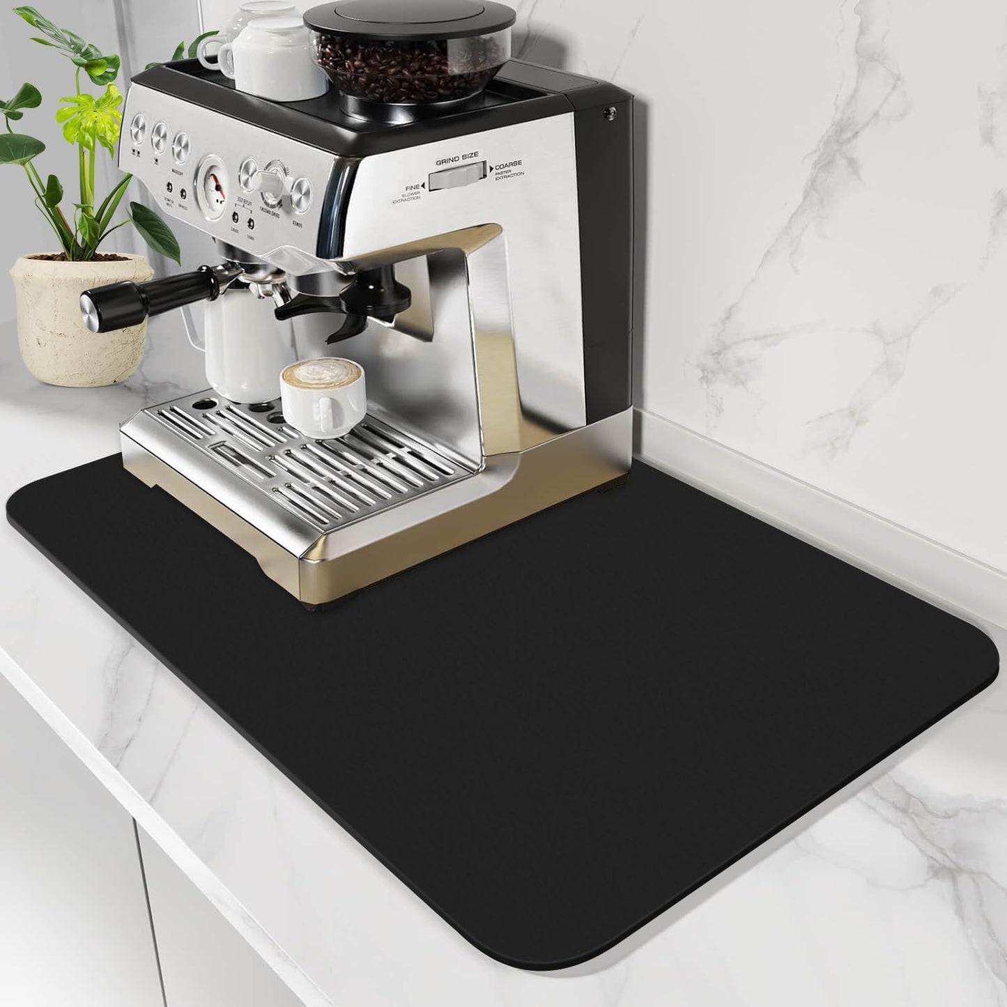 Absorbent Coffee Mat – 12"x19" Spill Protection Mat with Rubber Backing for Coffee Bar Countertops