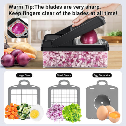 12-in-1 Vegetable Chopper – Versatile Kitchen Tool with 7 Blades for Efficient Slicing and Dicing