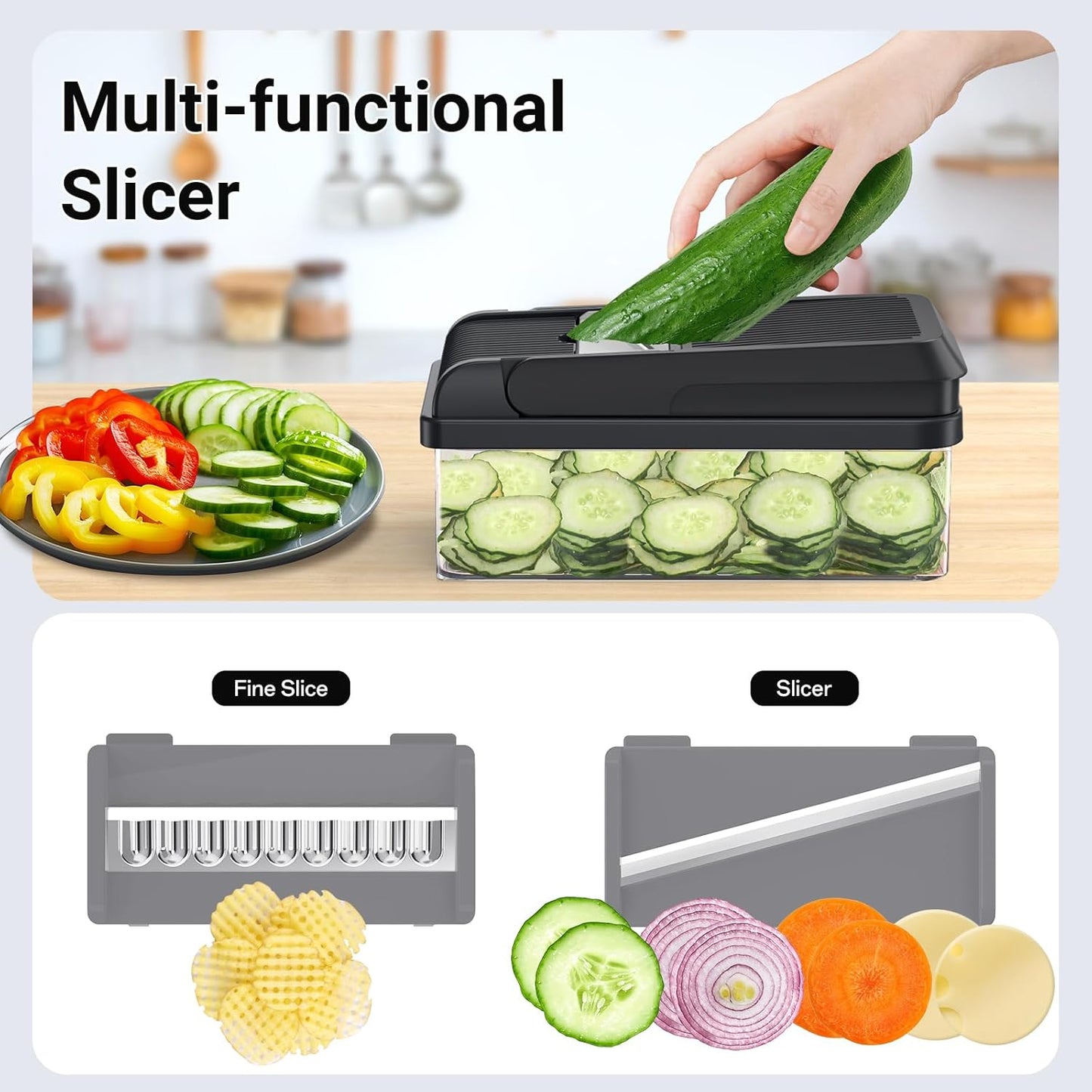 12-in-1 Vegetable Chopper – Versatile Kitchen Tool with 7 Blades for Efficient Slicing and Dicing