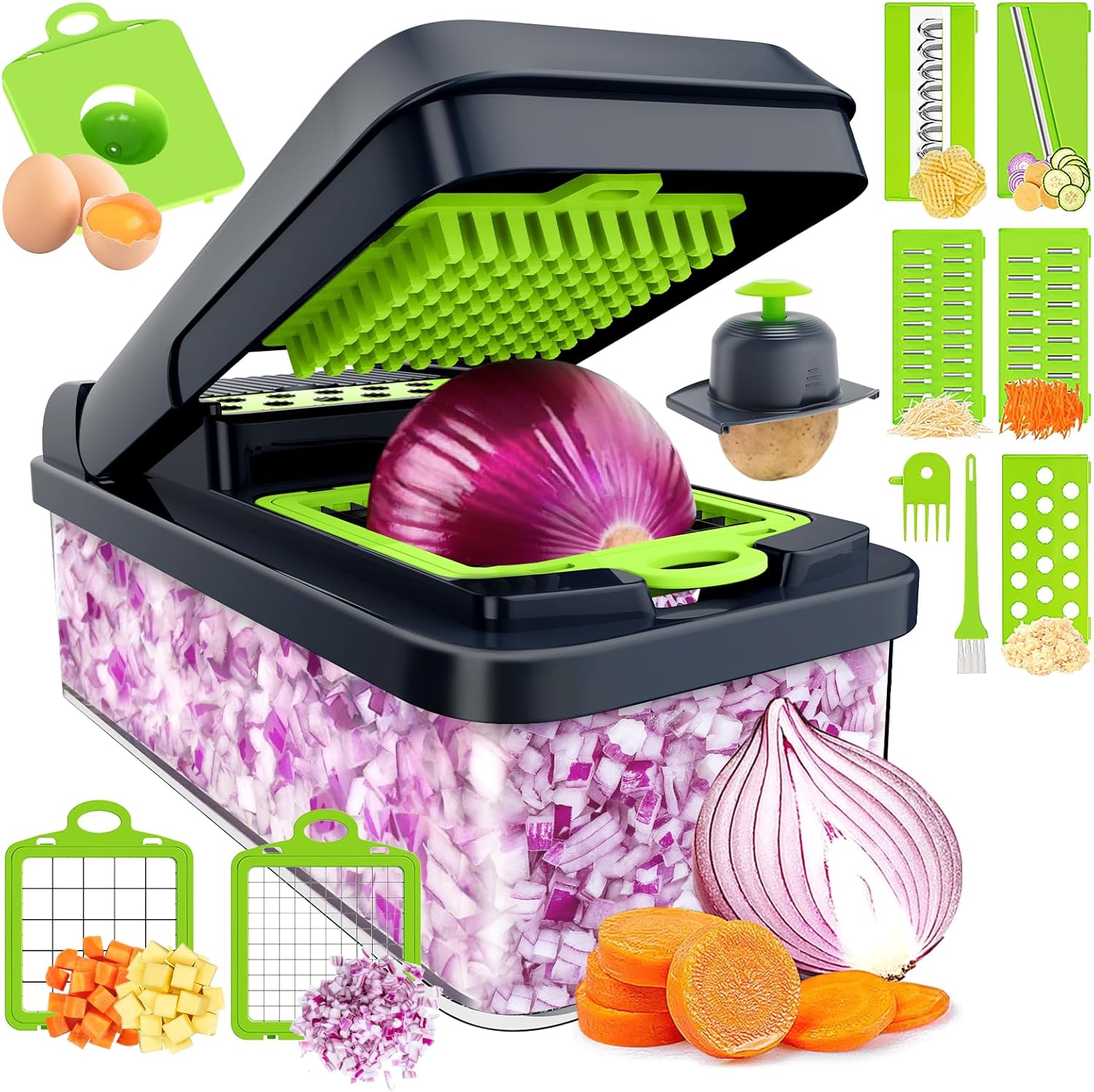 12-in-1 Vegetable Chopper – Versatile Kitchen Tool with 7 Blades for Efficient Slicing and Dicing