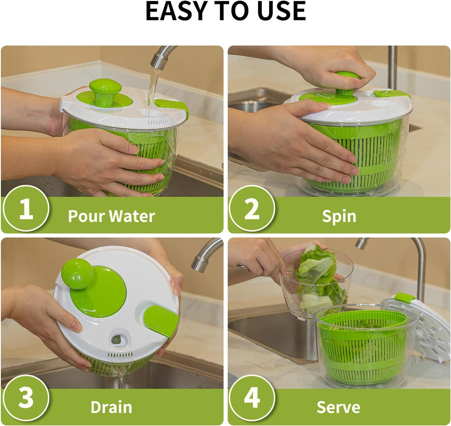 Salad Spinner and Vegetable Washer – Efficiently Wash and Dry Greens with Bowl and Mesh Basket