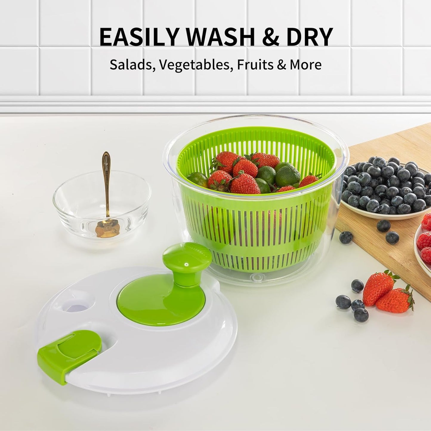 Salad Spinner and Vegetable Washer – Efficiently Wash and Dry Greens with Bowl and Mesh Basket