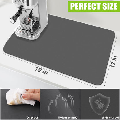 Absorbent Coffee Mat – 12"x19" Spill Protection Mat with Rubber Backing for Coffee Bar Countertops