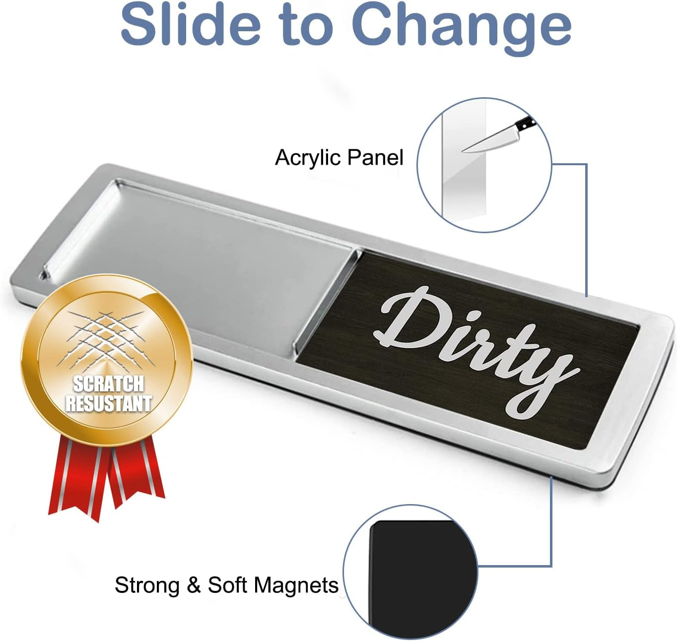 Dishwasher Clean Dirty Magnet - Rustic Wood Design with Easy Slide Feature