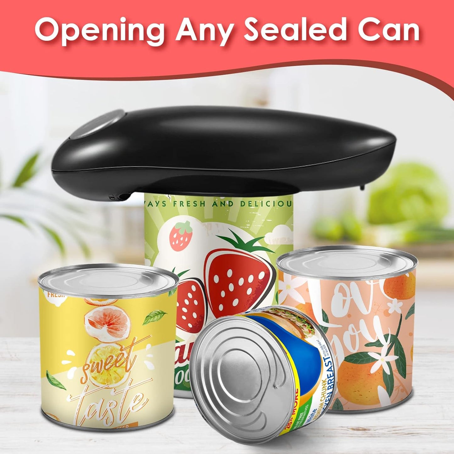 Battery-Operated Electric Can Opener – Smooth Edge Design for Easy Operation