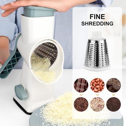 Rotary Cheese Grater with Vacuum Suction Base – Versatile Tool for Safe and Effortless Shredding and Slicing