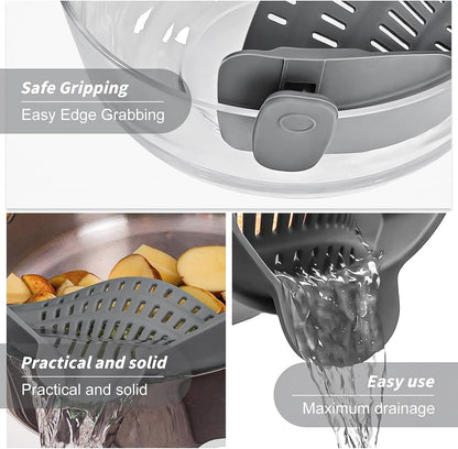 Silicone Clip-On Strainer for Pots and Pans – Heat-Resistant Food Strainer for Cooking Meat, Vegetables, and Pasta