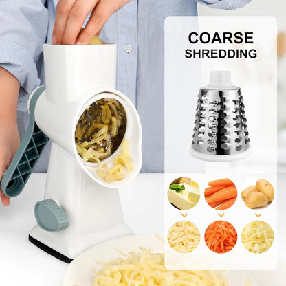 Rotary Cheese Grater with Vacuum Suction Base – Versatile Tool for Safe and Effortless Shredding and Slicing