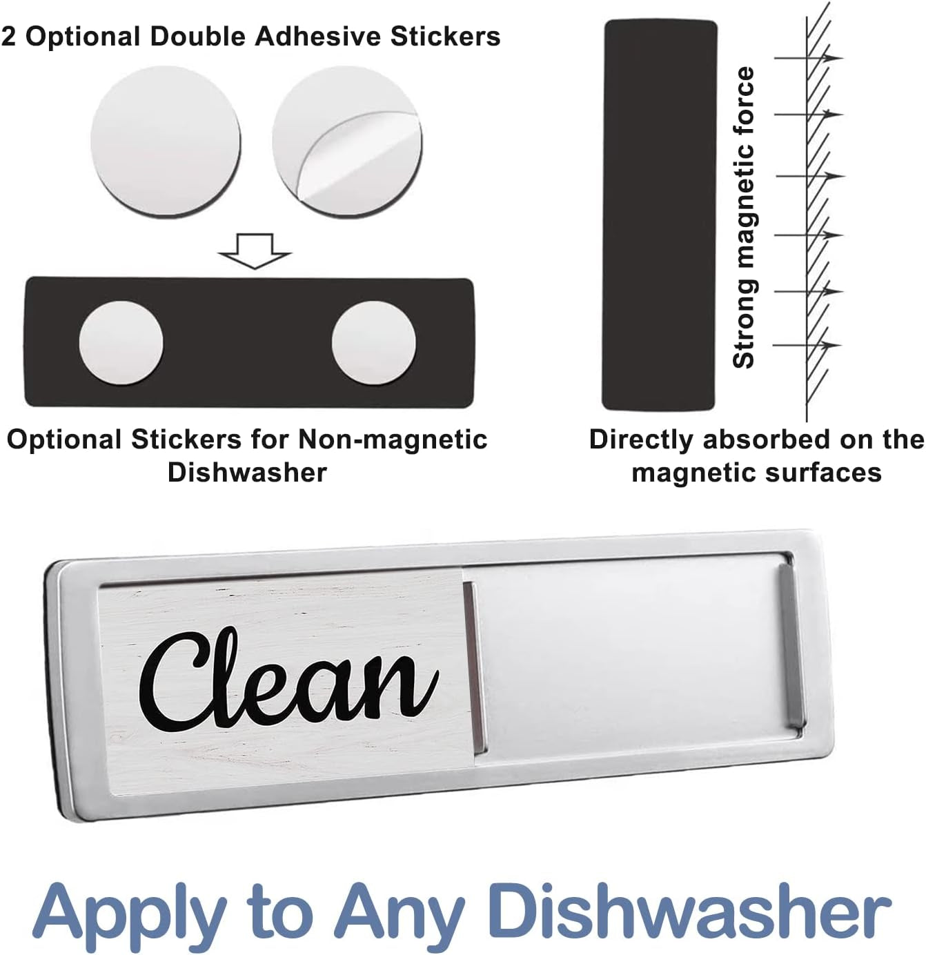 Dishwasher Clean Dirty Magnet - Rustic Wood Design with Easy Slide Feature