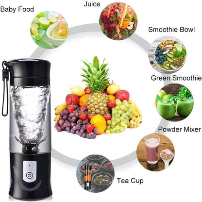 Portable Mini Blender for Smoothies and Shakes – USB Rechargeable Juicer Cup with 6 Blades, 13.5oz Capacity