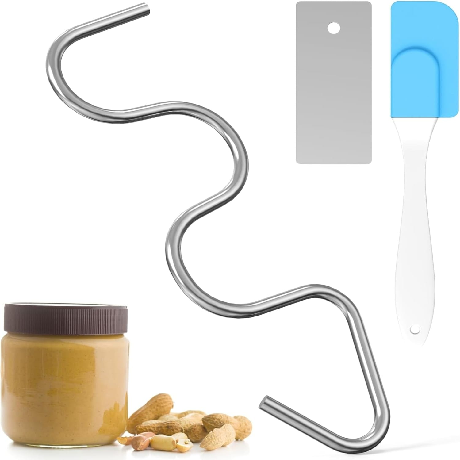 Stainless Steel Peanut Butter Stirrer with Silicone Spatula – Efficient Mixing Tool for Butter and Jam