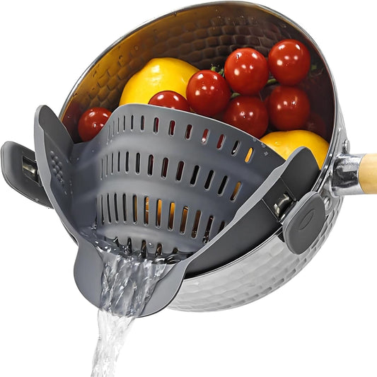 Silicone Clip-On Strainer for Pots and Pans – Heat-Resistant Food Strainer for Cooking Meat, Vegetables, and Pasta